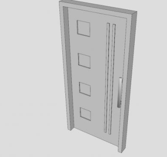单向摇摆门SU模型下载_sketchup草图大师SKP模型