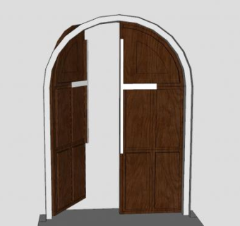 木质进户门SU模型下载_sketchup草图大师SKP模型
