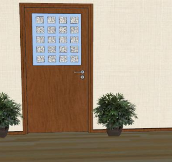 木制玻璃办公门SU模型下载_sketchup草图大师SKP模型