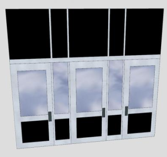 铝制玻璃门3面板SU模型下载_sketchup草图大师SKP模型