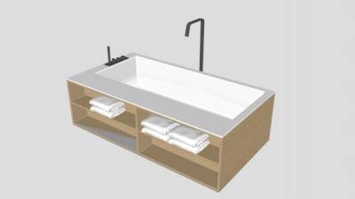 简单木制浴缸SU模型下载_sketchup草图大师SKP模型