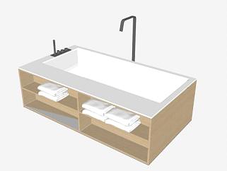 简单木制浴缸SU模型下载_sketchup草图大师SKP模型