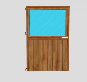 铰链木板玻璃门SU模型下载_sketchup草图大师SKP模型