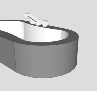 现代陶瓷浴缸SU模型下载_sketchup草图大师SKP模型