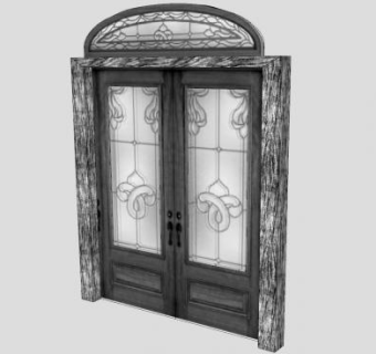 钢质玻璃工艺门SU模型下载_sketchup草图大师SKP模型