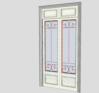 白色庭院玻璃门SU模型下载_sketchup草图大师SKP模型