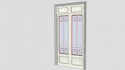 白色庭院玻璃门SU模型下载_sketchup草图大师SKP模型