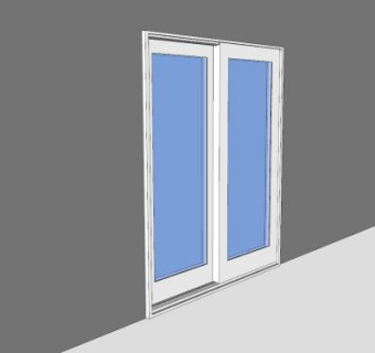 白色门框玻璃滑动门SU模型下载_sketchup草图大师SKP模型