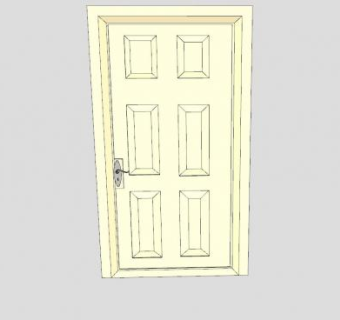 6面板木门五金把手SU模型下载_sketchup草图大师SKP模型