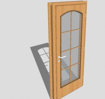铰链五金木质玻璃门SU模型下载_sketchup草图大师SKP模型
