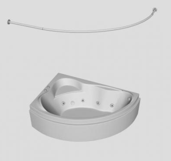 浴室角落白色浴缸SU模型下载_sketchup草图大师SKP模型