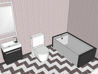 现代浴室浴缸设备SU模型下载_sketchup草图大师SKP模型