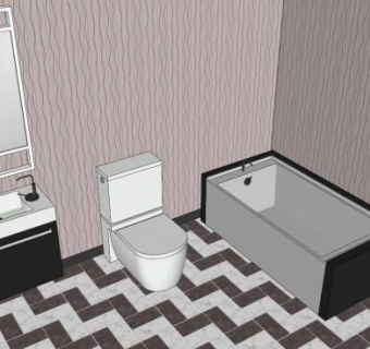 现代浴室浴缸设备SU模型下载_sketchup草图大师SKP模型