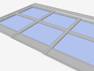 三面板玻璃滑动门SU模型下载_sketchup草图大师SKP模型