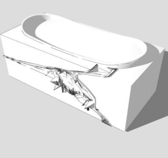现代白色纹理浴缸SU模型下载_sketchup草图大师SKP模型