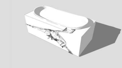 现代白色纹理浴缸SU模型下载_sketchup草图大师SKP模型