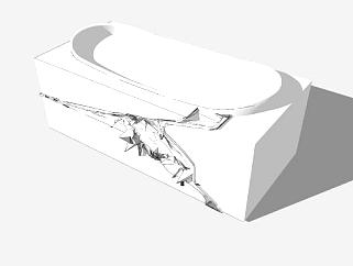 现代白色纹理浴缸SU模型下载_sketchup草图大师SKP模型