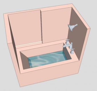 浴室花洒浴缸SU模型下载_sketchup草图大师SKP模型