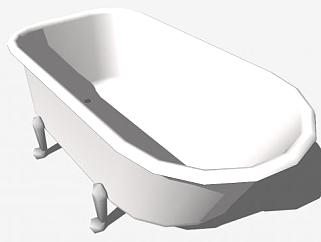 独立式四脚白色浴缸SU模型下载_sketchup草图大师SKP模型
