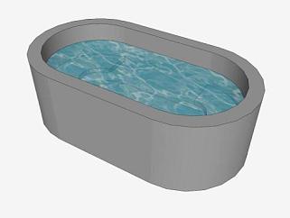 现代浴室灰色浴缸SU模型下载_sketchup草图大师SKP模型