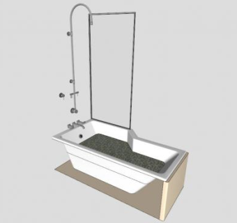 大胆淋浴喷头浴缸SU模型下载_sketchup草图大师SKP模型
