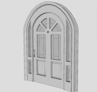 复古拱形室外门SU模型下载_sketchup草图大师SKP模型
