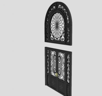 铜雕庭院室外门SU模型下载_sketchup草图大师SKP模型
