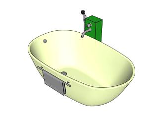 浴室绿色浴缸SU模型下载_sketchup草图大师SKP模型