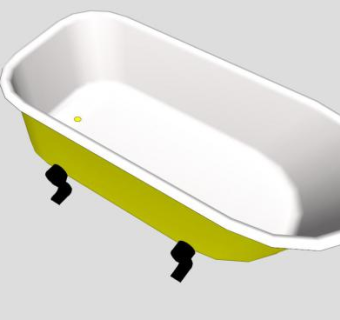 铸铁黄色浴缸SU模型下载_sketchup草图大师SKP模型