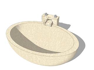 钢板搪瓷圆浴缸SU模型下载_sketchup草图大师SKP模型
