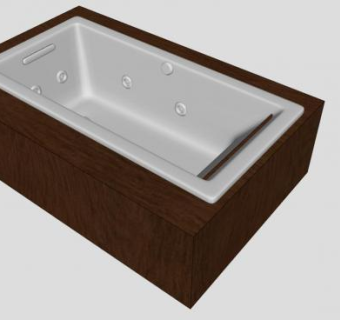 木砖浴缸SU模型下载_sketchup草图大师SKP模型