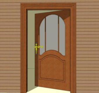 模压玻璃木门五金把手SU模型下载_sketchup草图大师SKP模型