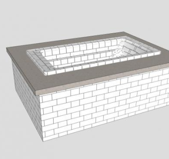 方形砖块浴缸SU模型下载_sketchup草图大师SKP模型