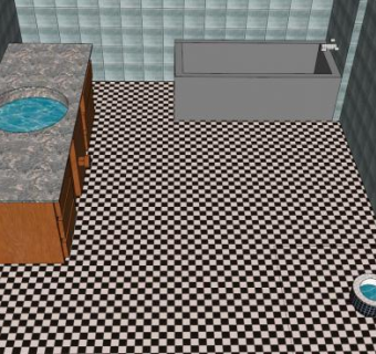 浴室卫浴浴缸台盆SU模型下载_sketchup草图大师SKP模型