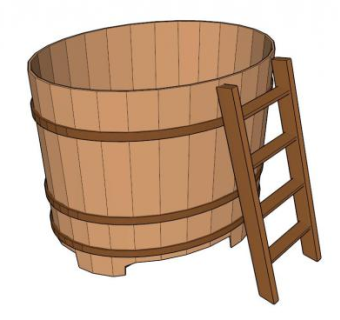 实木木制浴缸SU模型下载_sketchup草图大师SKP模型