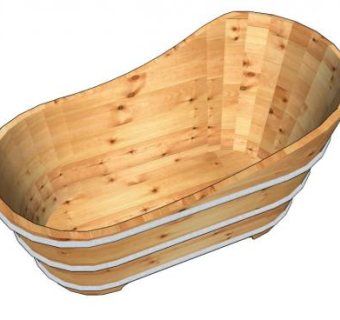 木桶实木浴缸SU模型下载_sketchup草图大师SKP模型