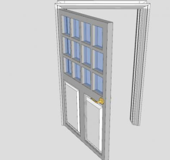 木质玻璃复合门及门套SU模型下载_sketchup草图大师SKP模型