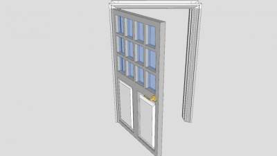 木质玻璃复合门及门套SU模型下载_sketchup草图大师SKP模型