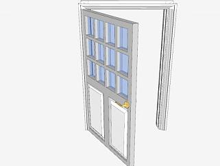 木质玻璃复合门及门套SU模型下载_sketchup草图大师SKP模型