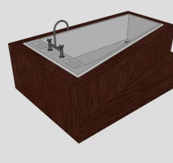 实木陶瓷浴缸SU模型下载_sketchup草图大师SKP模型