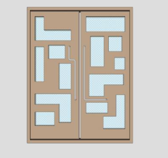把手不规则推拉门SU模型下载_sketchup草图大师SKP模型