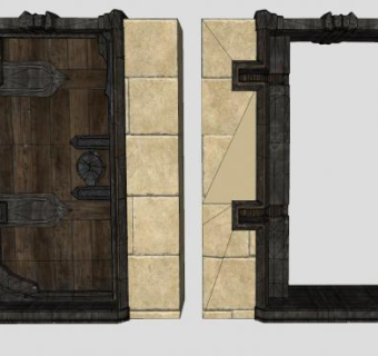 欧式复古实木门SU模型下载_sketchup草图大师SKP模型