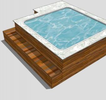 热水温泉浴缸SU模型下载_sketchup草图大师SKP模型