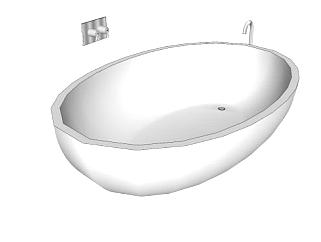 现代椭圆浴室浴缸SU模型下载_sketchup草图大师SKP模型