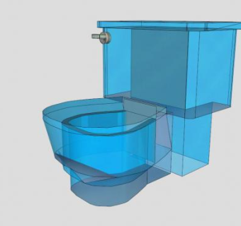 蓝色玻璃厕所便器SU模型下载_sketchup草图大师SKP模型
