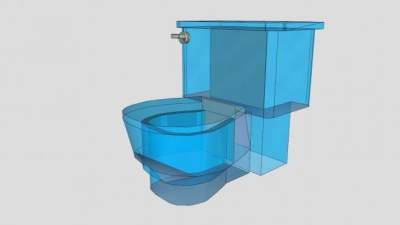 蓝色玻璃厕所便器SU模型下载_sketchup草图大师SKP模型