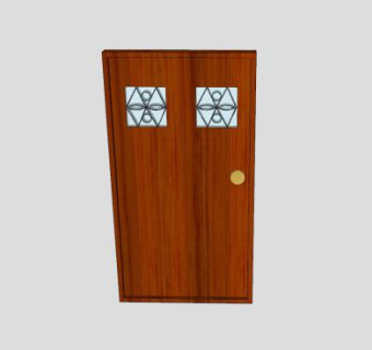 玻璃镶嵌钢雕木门SU模型下载_sketchup草图大师SKP模型