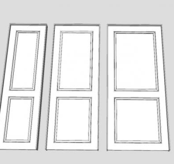 室内门3面板SU模型下载_sketchup草图大师SKP模型
