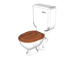厕所<em>木质</em>马桶SU模型下载_sketchup草图大师SKP模型