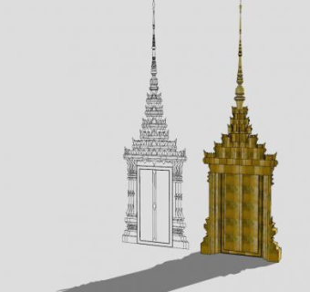 佛堂大门SU模型下载_sketchup草图大师SKP模型